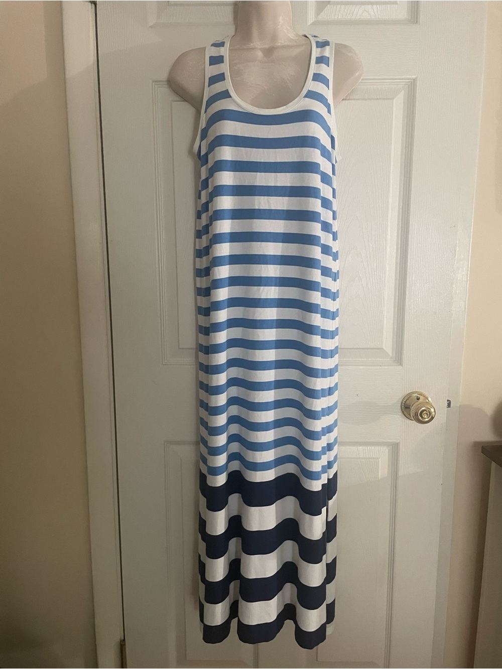Vineyard Bines Striped Tank Maxi Dress — Blue and White